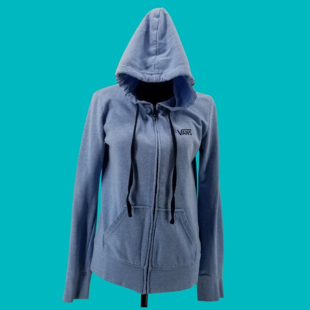 VANS-Light Blue Full Zip Up Hoodie-M